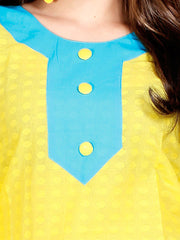Zoom Women Yellow &amp; Blue Churidar Kurta